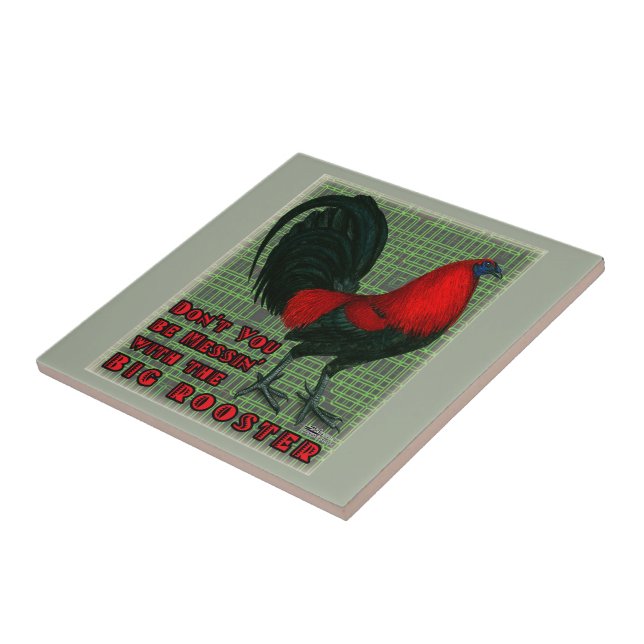 Big Red Rooster Ceramic Tile (Side)