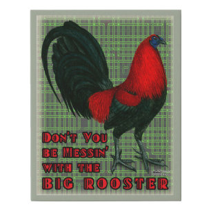 Big Red Rooster Faux Canvas Print