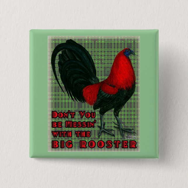 Big Red Rooster Pinback Button (Front)
