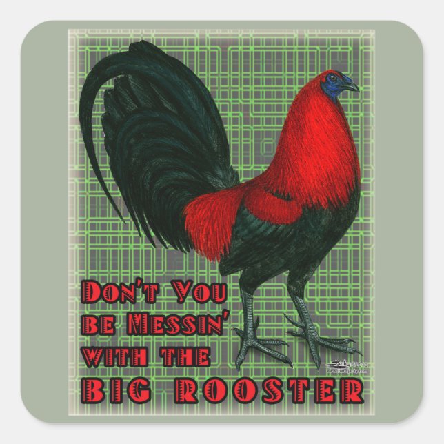Big Red Rooster Square Sticker (Front)