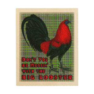 Big Red Rooster Wood Wall Art