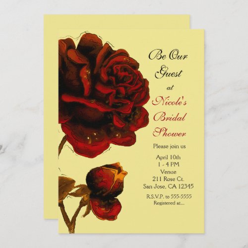 Big Red Rose  Yellow Any Color Event Party Invitation