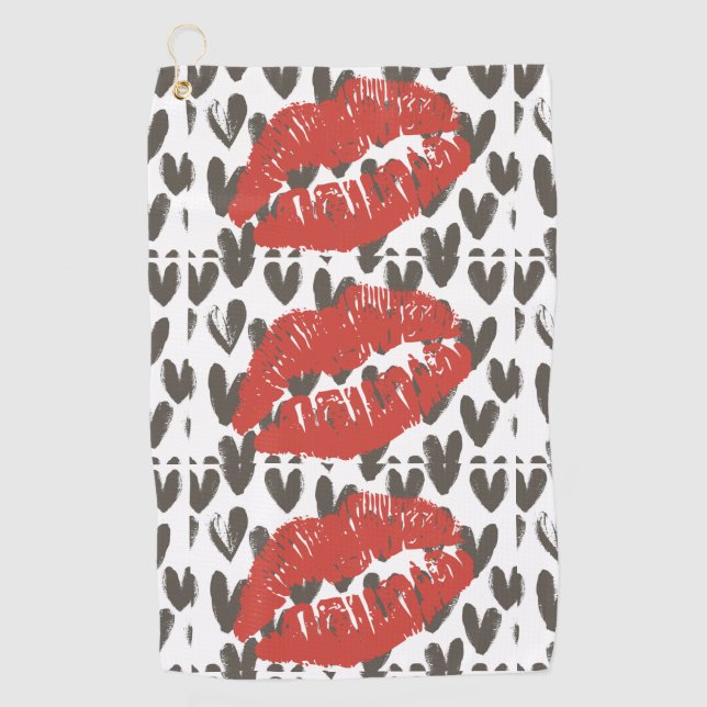 Big Red Smooch Golf Towel (Front)