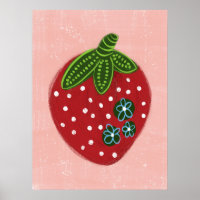 Big Red Strawberry Poster Wall Art