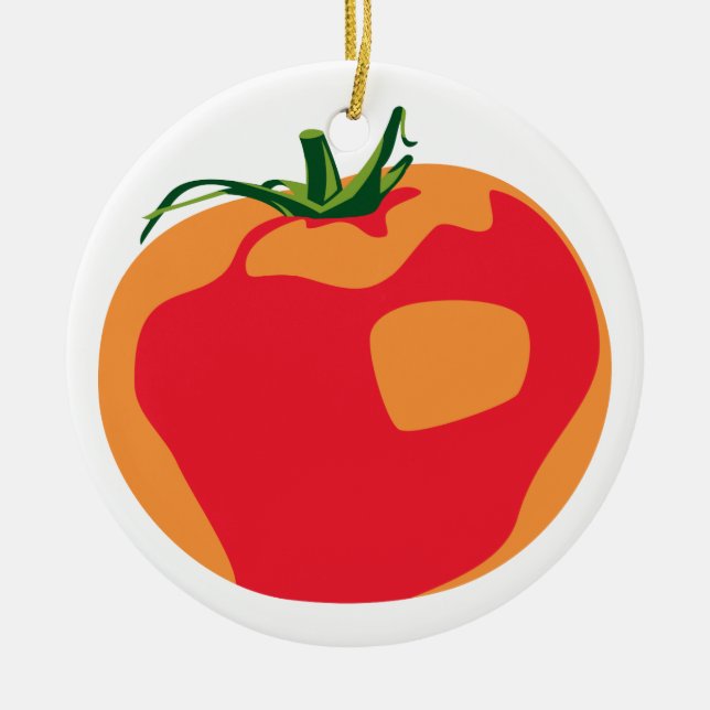 Big Red  Tomato Ceramic Ornament (Front)