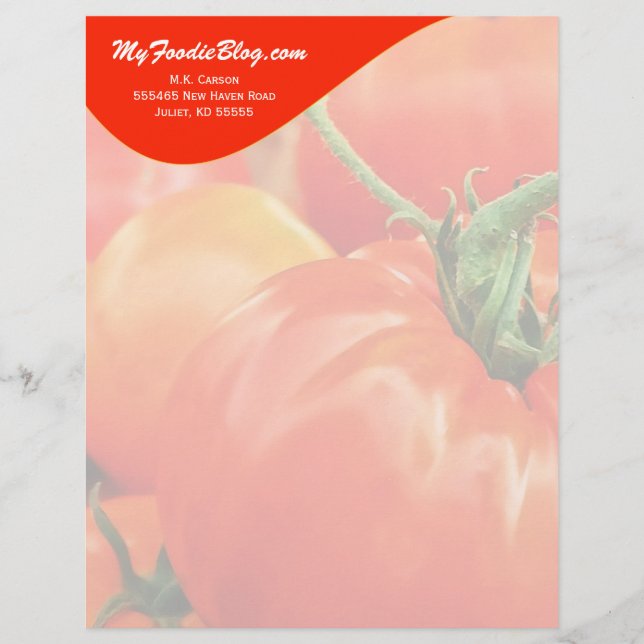 Big Red Tomato Personalized Food Lover's Letterhead (Front)