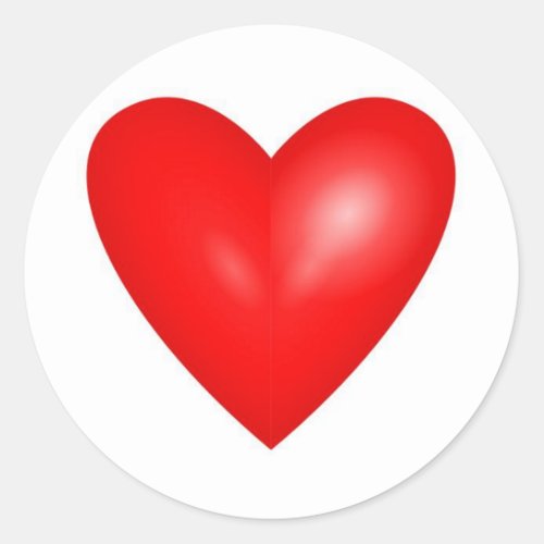 Big Red Valentine Heart Classic Round Sticker