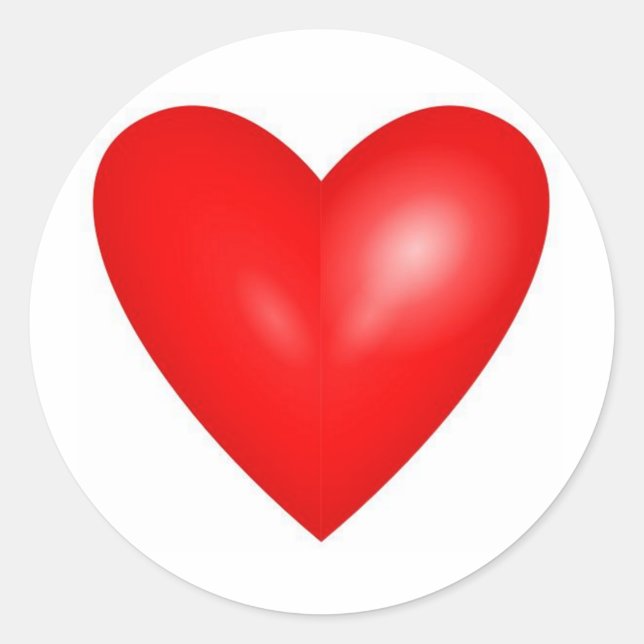 Big Red Valentine Heart Classic Round Sticker (Front)
