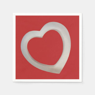 Big Red Valentine minimalist 3D heart Napkins