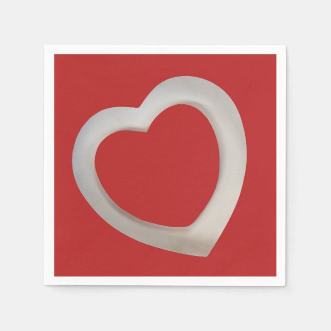 Big Red Valentine minimalist 3D heart  Napkins (Front)