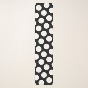 Big Retro Black and White Polka Dot Scarf