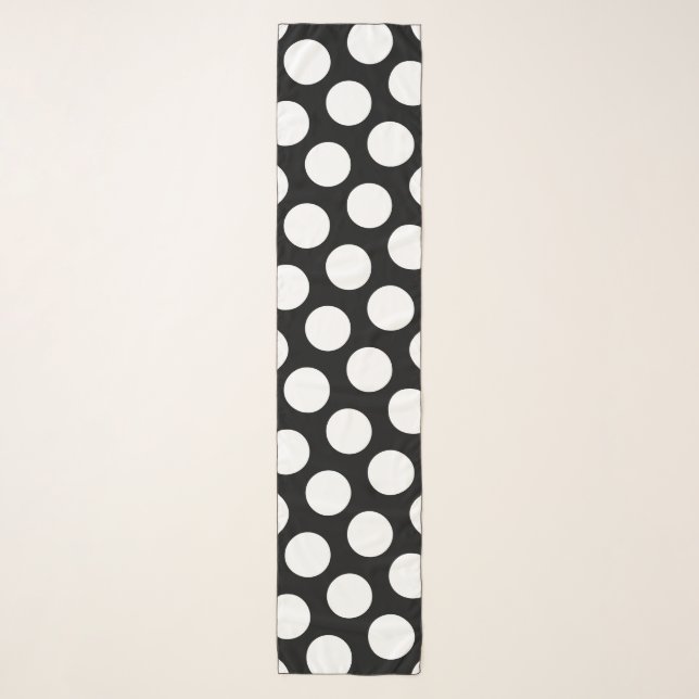 Big Retro Black and White Polka Dot Scarf (Front)