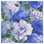 Big Retro Blue Rose Flower Fabric