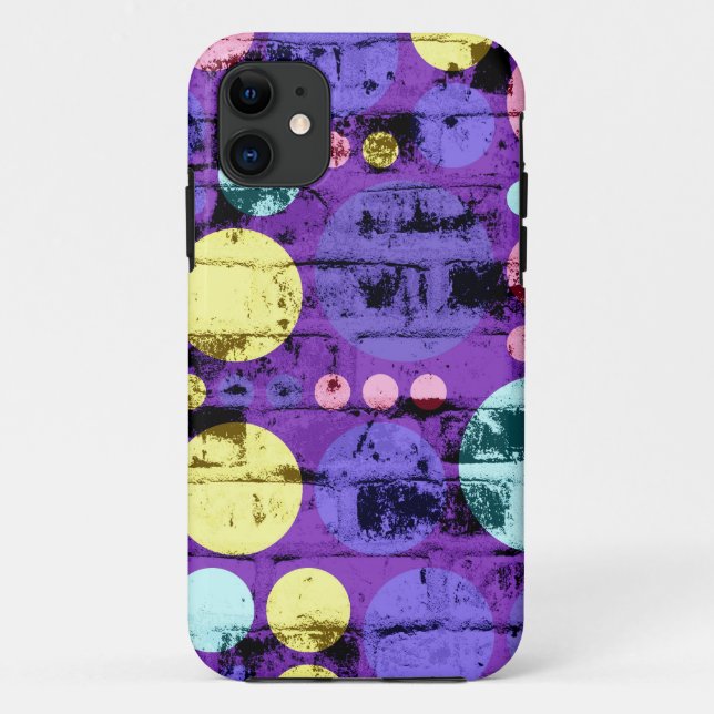 Big Retro Polka Dots | Yellow Purple Grunge Case-Mate iPhone Case (Back)