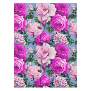 Big Retro Purple Rose Flower Tablecloth