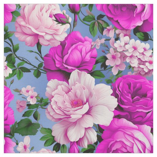 Big Retro Purple Rose Flower Textile Fabric