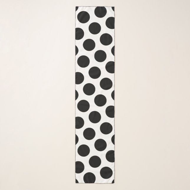 Big Retro White and Black Polka Dot Scarf (Front)