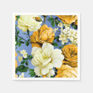 Big Retro Yellow Rose Flower Napkins