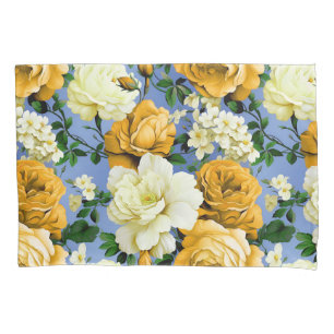 Big Retro Yellow Rose Flower Pillow Case
