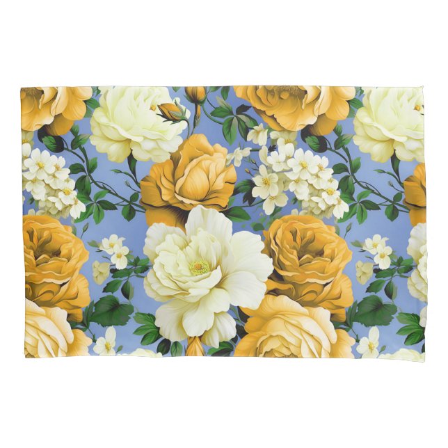 Big Retro Yellow Rose Flower Pillow Case (Front)