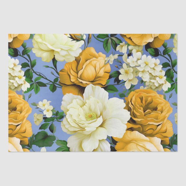 Big Retro Yellow Rose Flower Tissue Paper (Front)