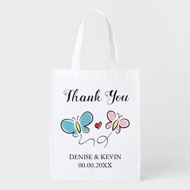 Big reusable wedding favor thank you tote bag (Front)