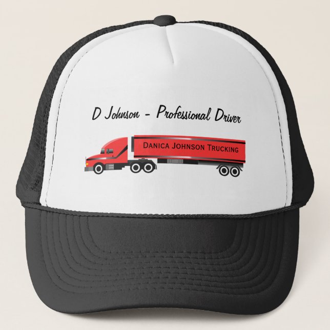 Big Rig 18 Wheeler Personalized Trucker Cap (Front)