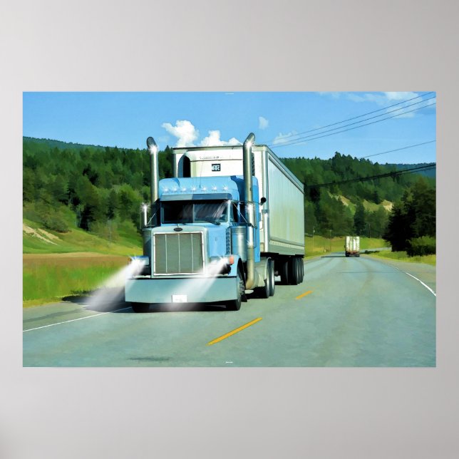 Big Rig Freezer Lorry Truck-Driver Art Poster (Front)