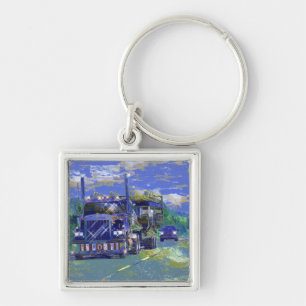 BIG RIG FREIGHT TRUCK LOVERS Art Keychain