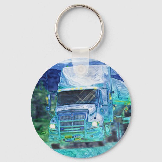 BIG RIG FREIGHT TRUCK LOVERS Art Keychain (Front)