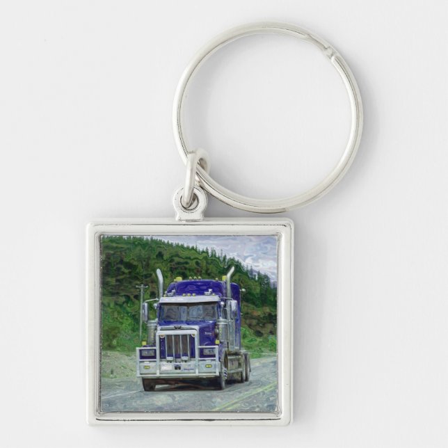 BIG RIG FREIGHT TRUCK LOVERS Art Keychain (Front)