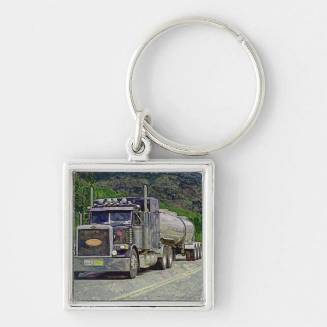 BIG RIG FREIGHT TRUCK LOVERS Art Keychain (Front)