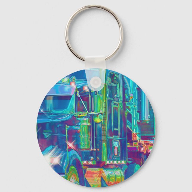 BIG RIG FREIGHT TRUCK LOVERS Art Keychain (Front)