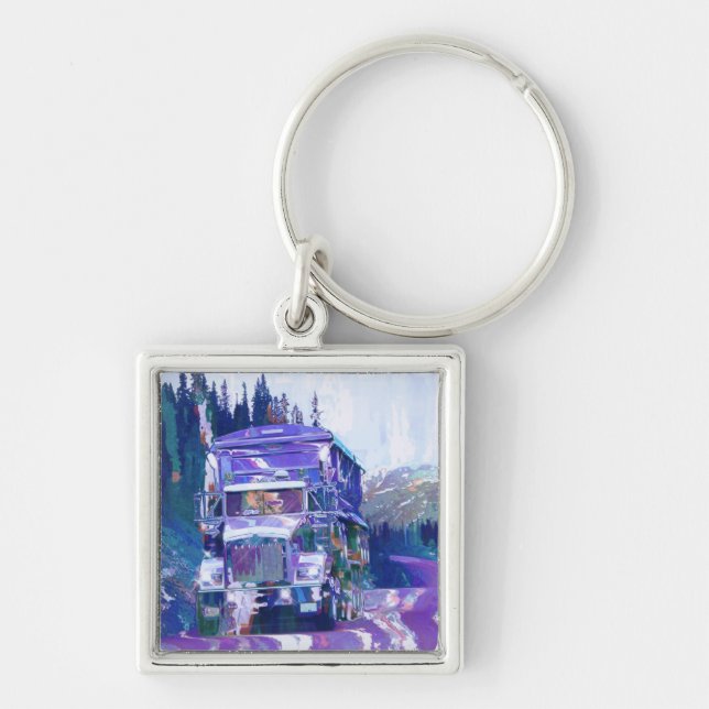 BIG RIG FREIGHT TRUCK LOVERS Art Keychain (Front)