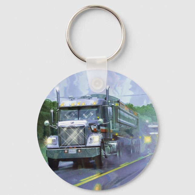 BIG RIG FREIGHT TRUCK LOVERS Art Keychain (Front)