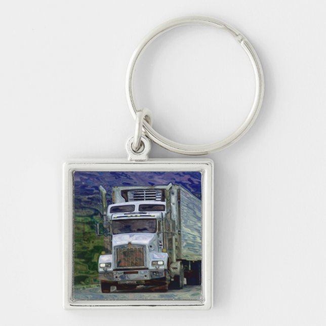 BIG RIG FREIGHT TRUCK LOVERS Art Keychain (Front)