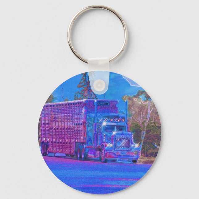 BIG RIG FREIGHT TRUCK LOVERS Art Keychain (Front)