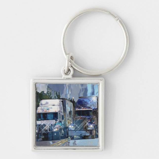 BIG RIG FREIGHT TRUCK LOVERS Art Keychain (Front)