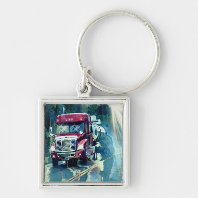 BIG RIG FREIGHT TRUCK LOVERS Art Keychain (Front)