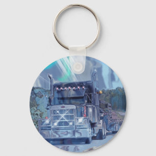 BIG RIG FREIGHT TRUCK LOVERS Art Keychain