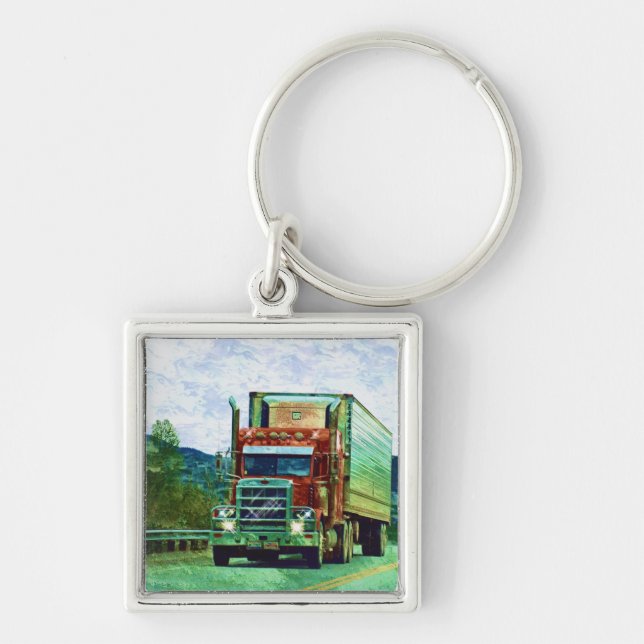 BIG RIG FREIGHT TRUCK LOVERS Art Keychain (Front)