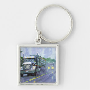 BIG RIG FREIGHT TRUCK LOVERS Art Keychain