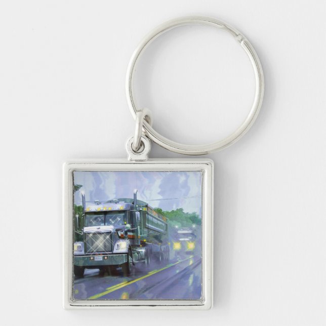 BIG RIG FREIGHT TRUCK LOVERS Art Keychain (Front)