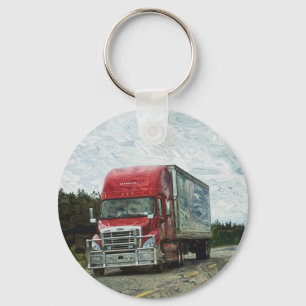 BIG RIG FREIGHT TRUCK LOVERS Art Keychain