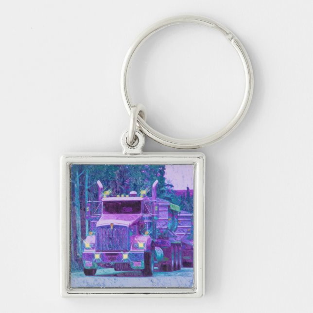BIG RIG FREIGHT TRUCK LOVERS Art Keychain (Front)