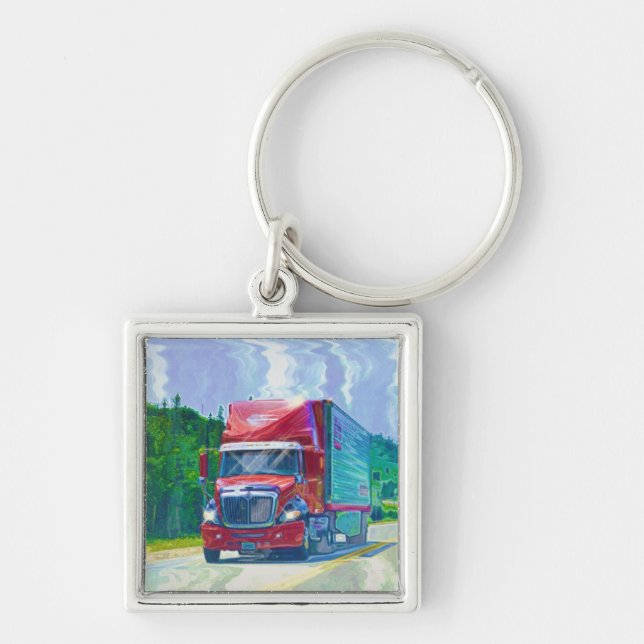 BIG RIG FREIGHT TRUCK LOVERS Art Keychain (Front)