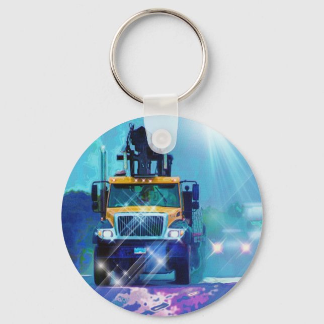 BIG RIG FREIGHT TRUCK LOVERS Art Keychain (Front)