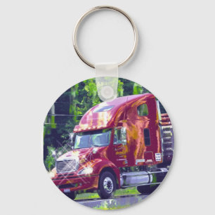 BIG RIG FREIGHT TRUCK LOVERS Art Keychain