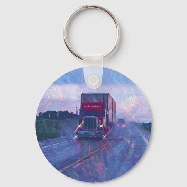 BIG RIG FREIGHT TRUCK LOVERS Art Keychain (Front)