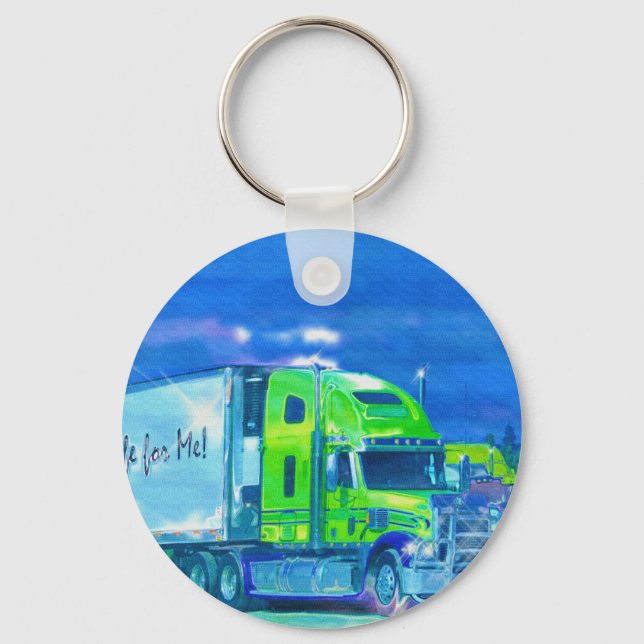 BIG RIG FREIGHT TRUCK LOVERS Art Keychain (Front)
